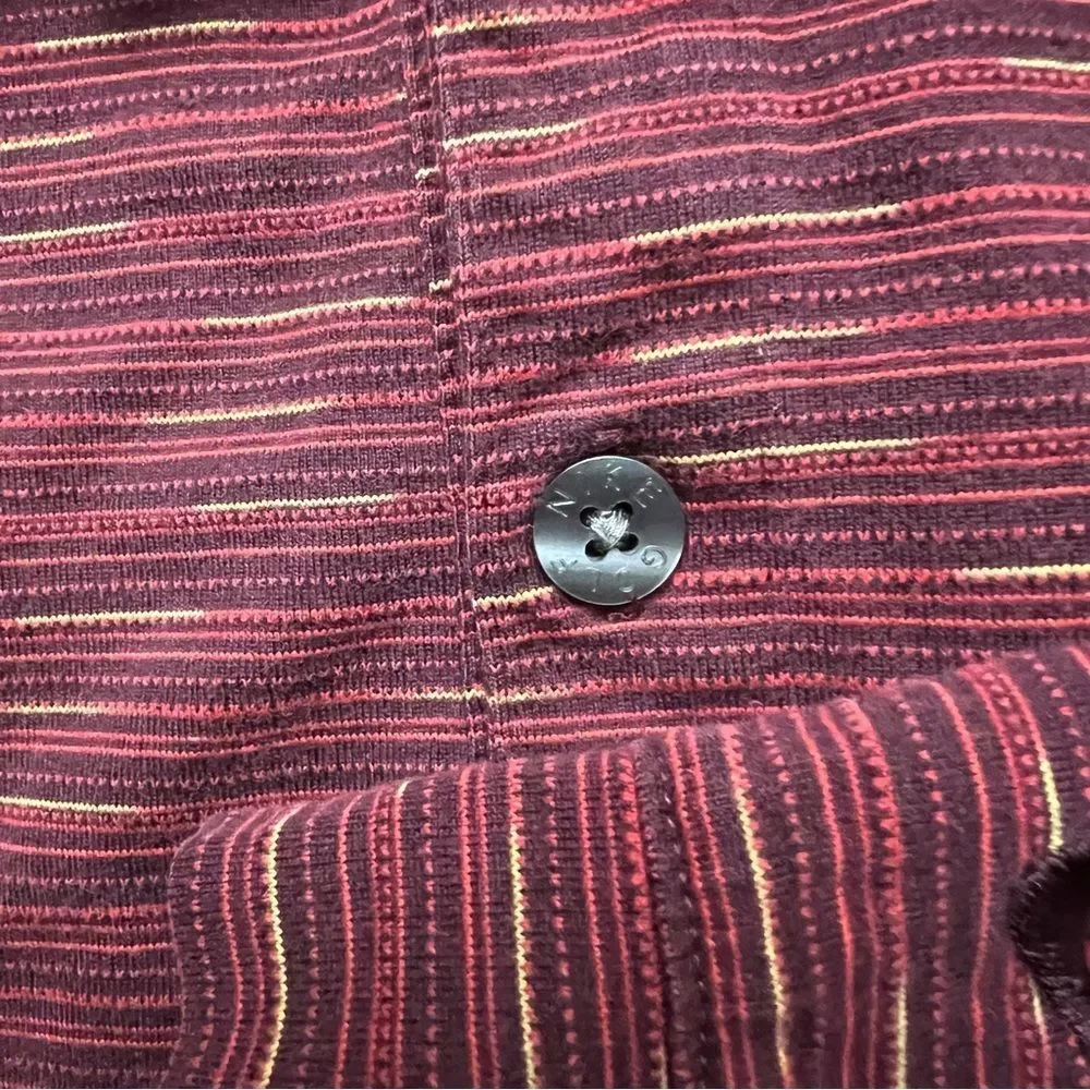 Nike Golf Long Sleeve Polo Shirt Mens XL Burgundy Striped 100% Cotton Swoosh
